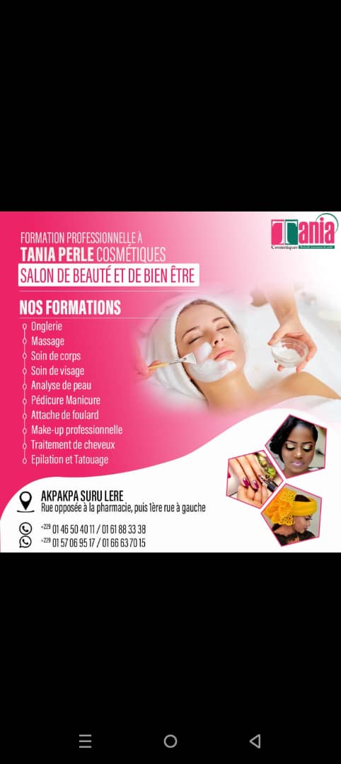 Affiche de formation professionnelle à Tania Perle Cosmétiques